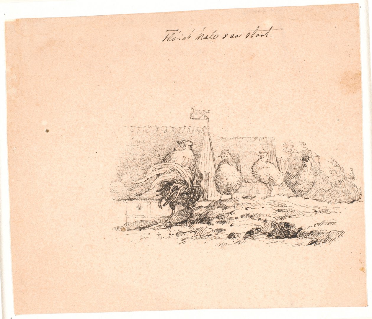 Der Hahn. Illustration zu Kaalunds "Fabeln für Kinder". Siehe Kommentar aus dem Arkatalog. von Johan Thomas Lundbye