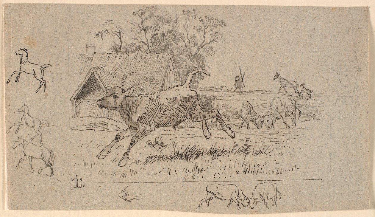 Die Herde. Illustration zu Kaalunds "Fabeln für Kinder". Siehe Kommentar aus dem Ark-Katalog. von Johan Thomas Lundbye
