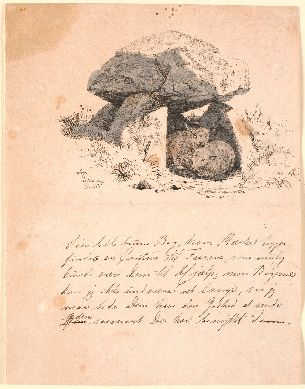 Die Lämmer. Illustration zu Kaalunds "Fabeln für Kinder". von Johan Thomas Lundbye