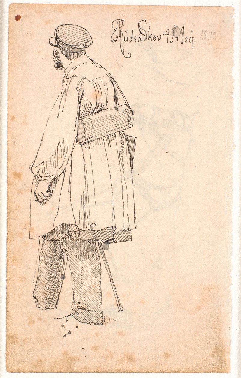 P.C. Skovgaard mit Botanisiertrommel, stehend und von hinten gesehen von Johan Thomas Lundbye