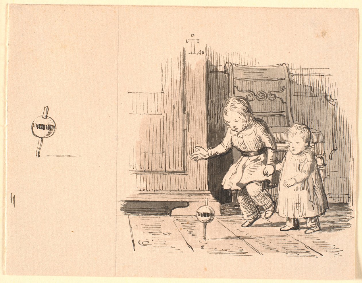 Rumlepotten. Links kleine Studie von Rumlepotten von Johan Thomas Lundbye