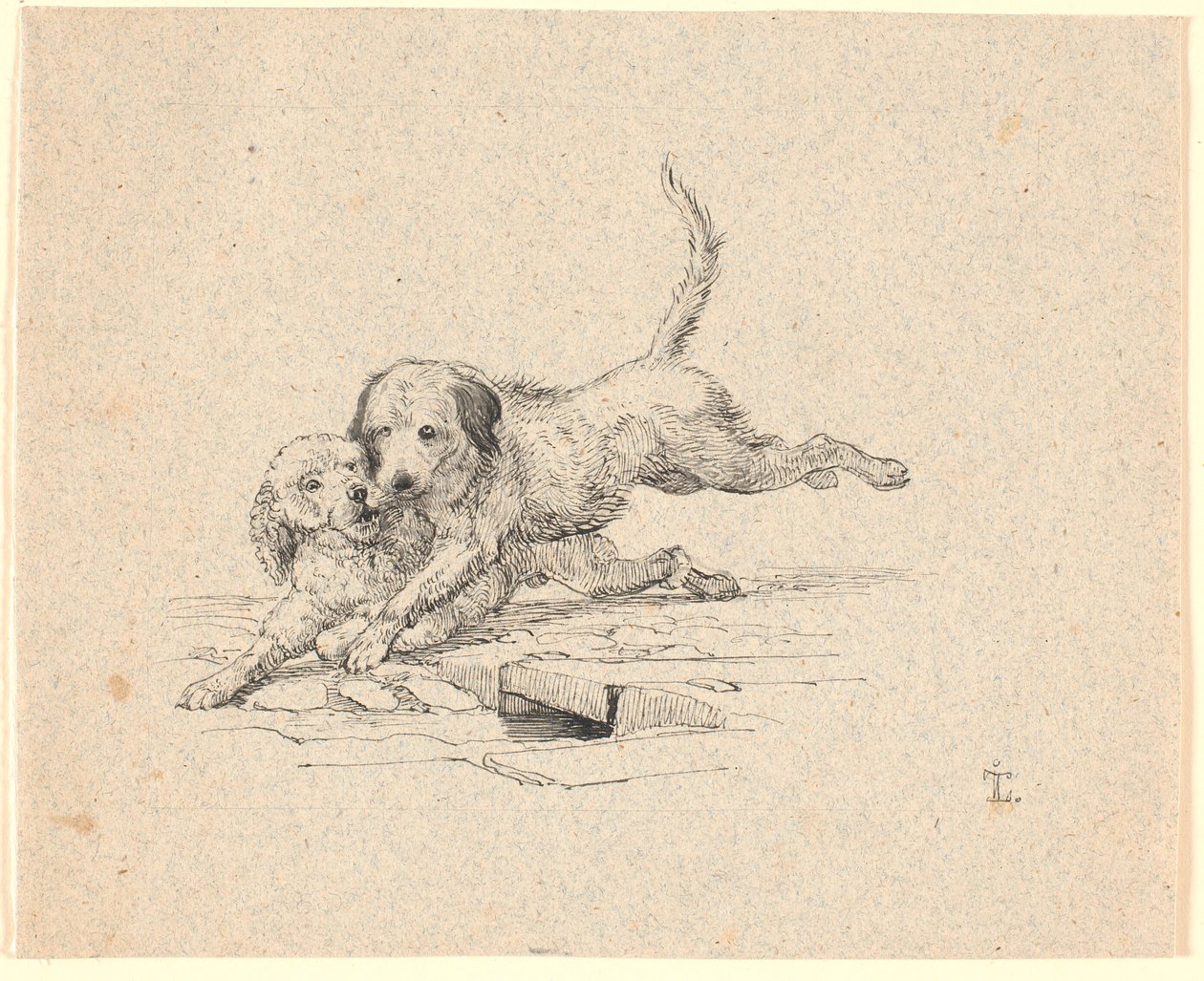 Der Kampf. Illustration zu Kaalunds "Fabeln für Kinder". Siehe Kommentar aus dem Arkatalog. von Johan Thomas Lundbye