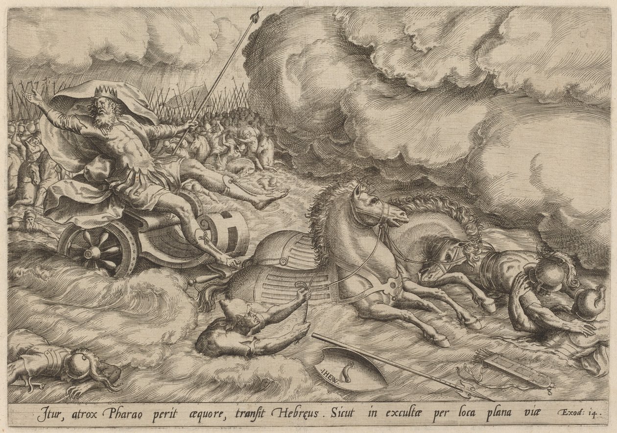 Der Durchzug durch das Rote Meer von Johan Wierix, after Maarten van Cleef