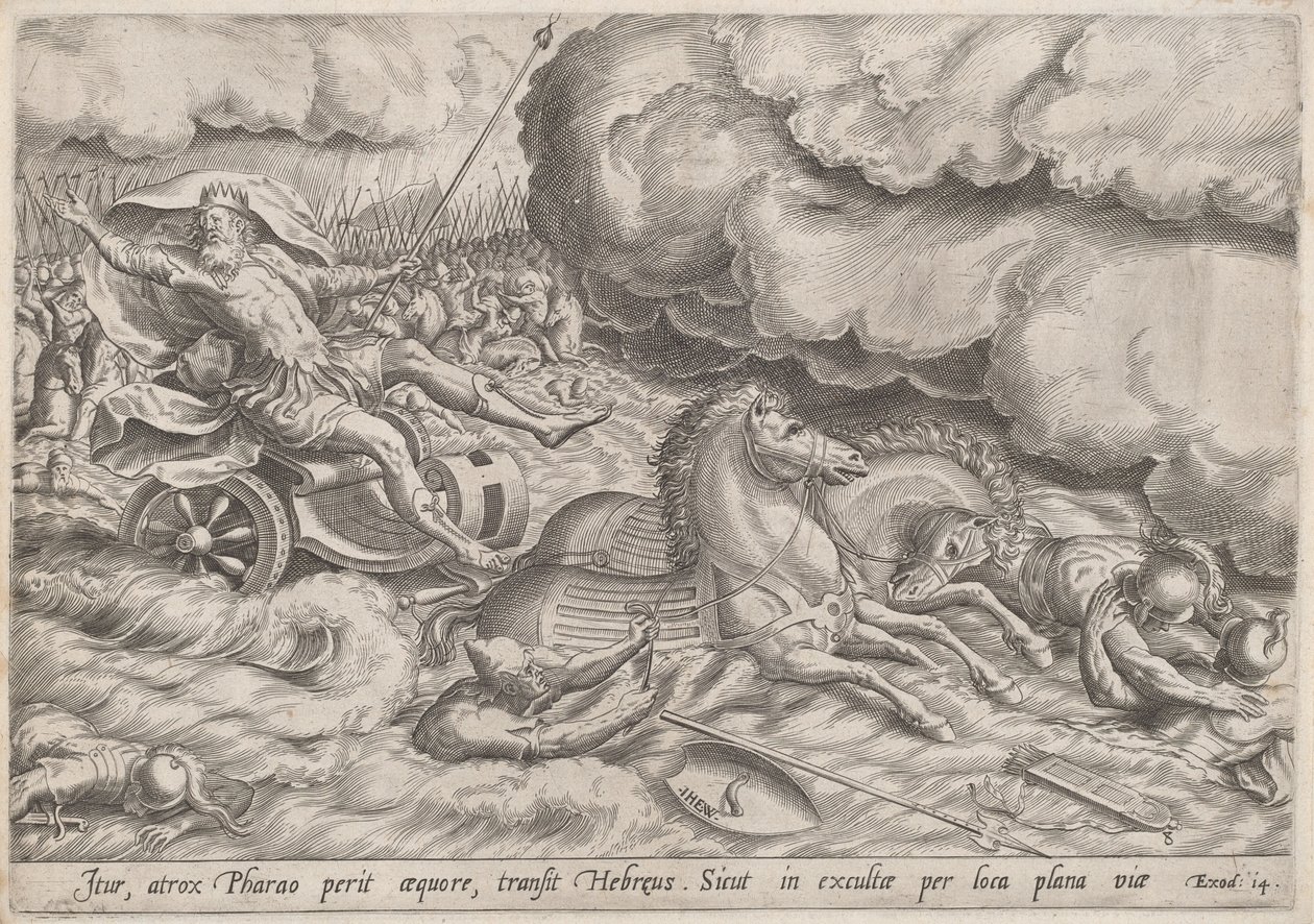 Die Durchquerung des Roten Meeres von Johan Wierix, after Maarten van Cleef
