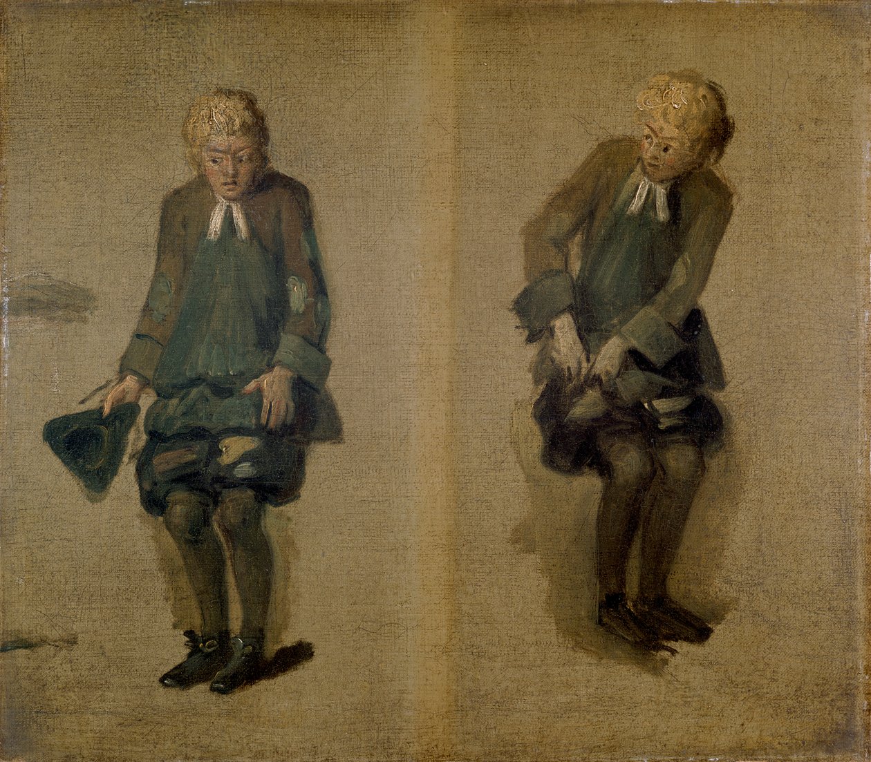 Zwei Skizzen von David Garrick als Abel Drugger in 