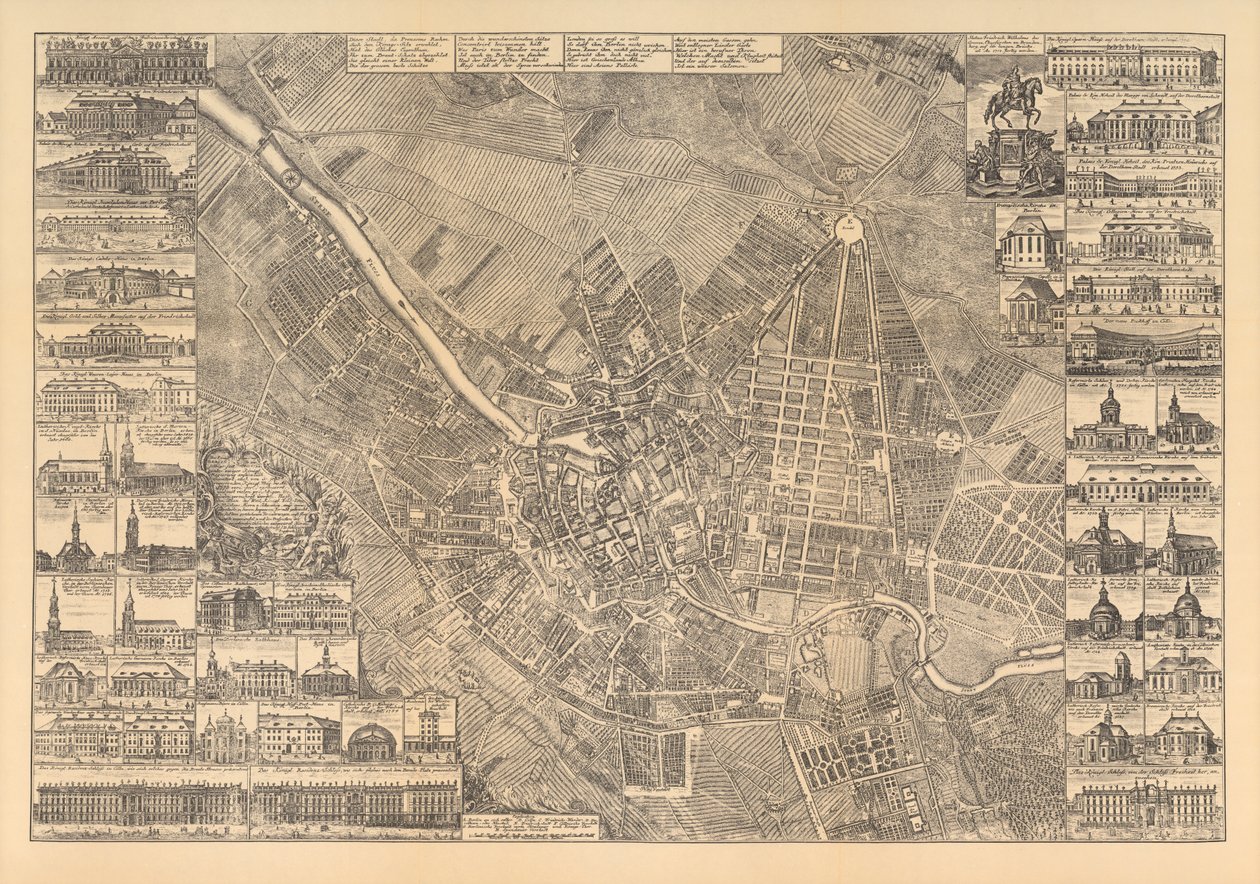 Karte von Berlin mit interessanten Gebäuden, 1773 von Johann David Schleuen