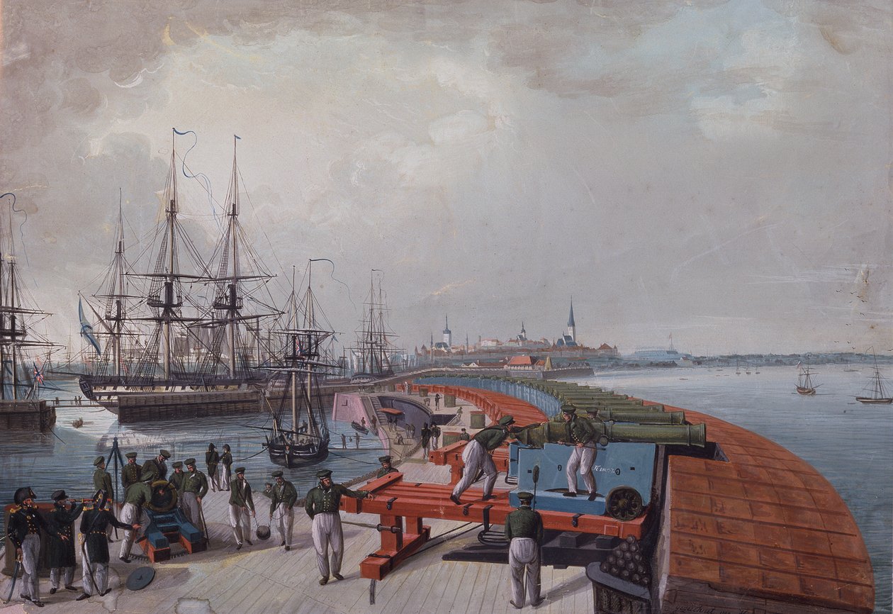 Ansicht von Revel, der Hafen und die russische Küstenartillerie, 1817 von Johann Gau