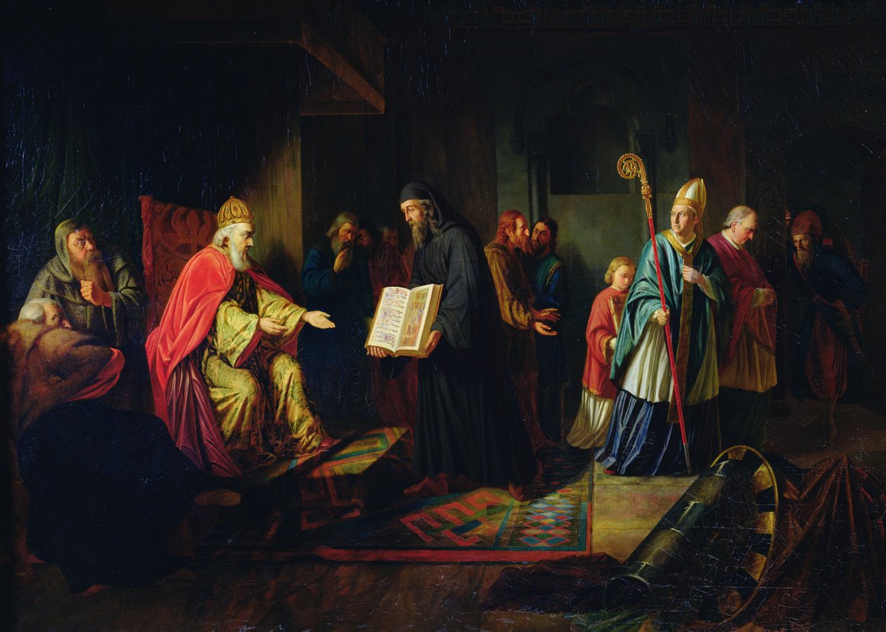 Wladimir Swjatoslawitsch der Große wählt die Religion im Jahr 987 von Johann Leberecht Eggink