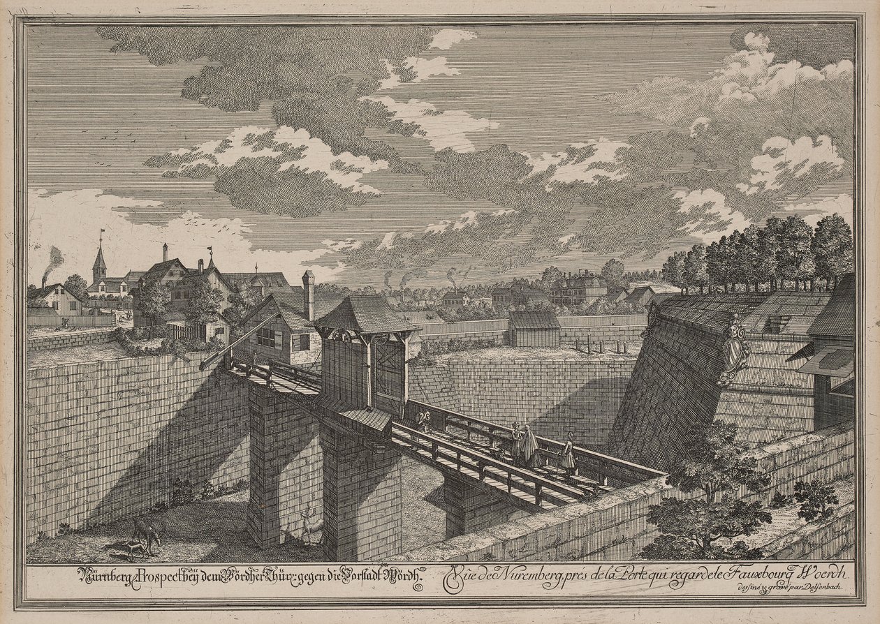 Ansicht von Westen auf das Wöhrder Türlein in Nürnberg von Johann Adam Delsenbach