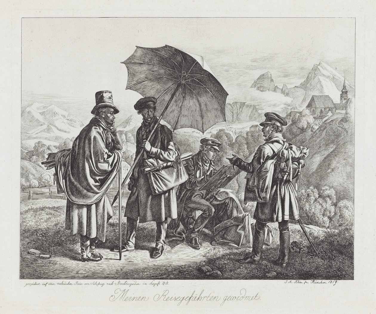 Die Künstler auf ihrer Reise von Johann Adam Klein
