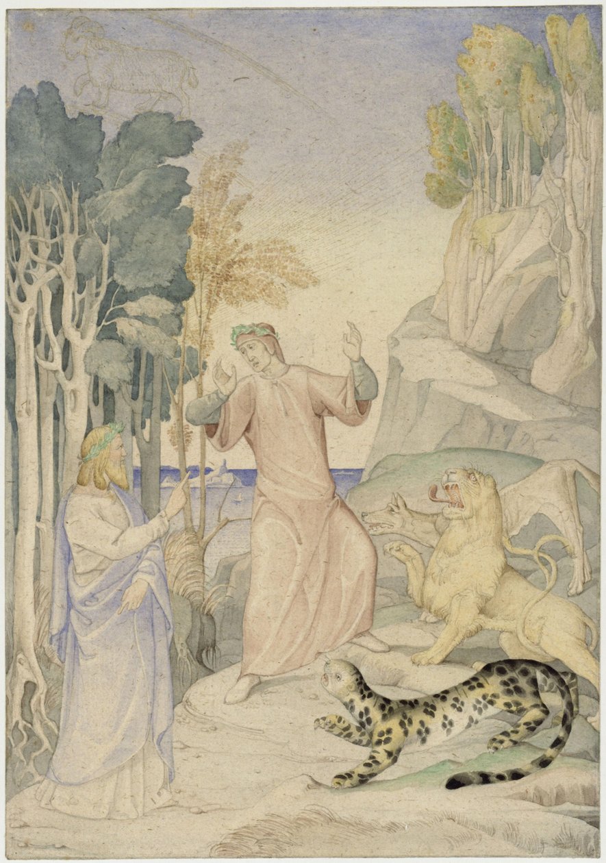 Dante und Vergil vor den drei wilden Tieren am Hölleneingang von Johann Anton Ramboux