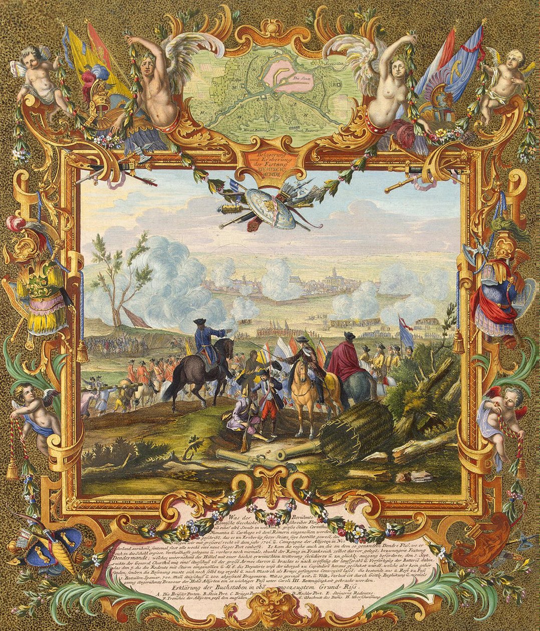 Eroberung der Festung Audenarde durch die alliierten Truppen im Jahr 1708, frühes 18. Jahrhundert von Johann August Corvinus