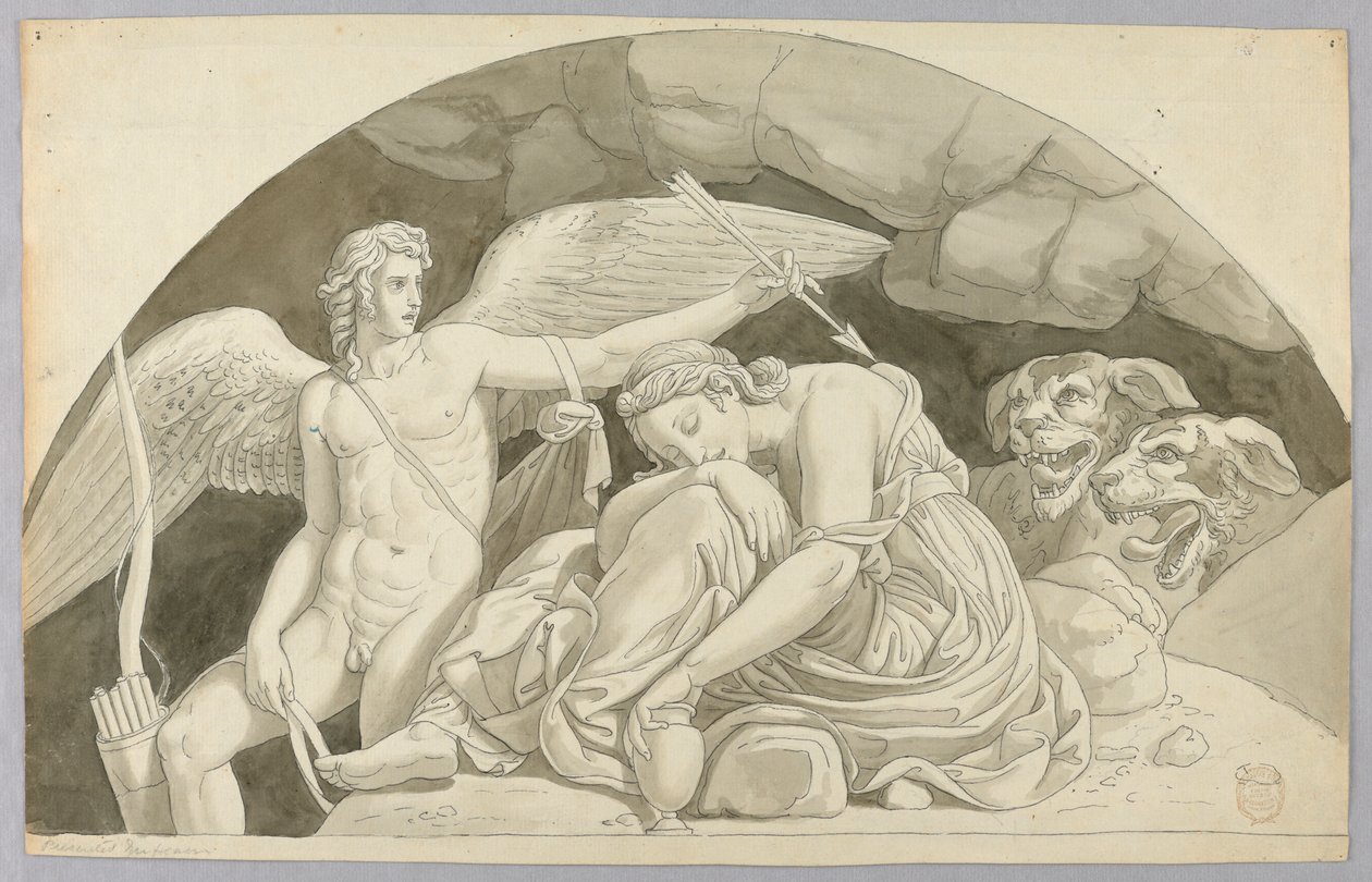 Amor weckt Psyche auf, die vom Inhalt der von Proserpina gefüllten Vase überwältigt ist von Johann August Nahl the Younger