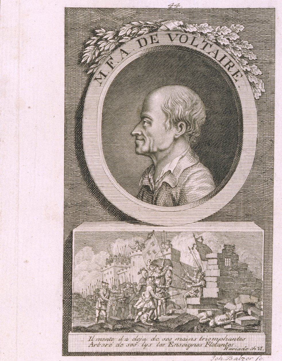 Porträt des Schriftstellers, Essayisten und Philosophen Francois Marie Arouet de Voltaire 1694-1778 von Johann Balzer