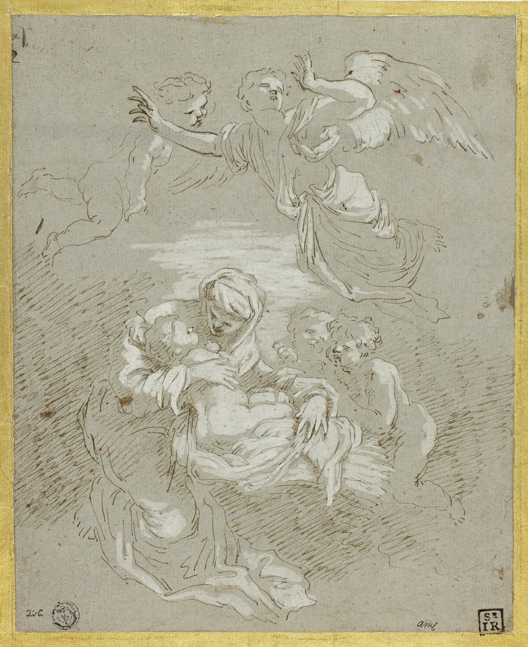 Madonna und Kind mit Engeln von Johann Carl Loth