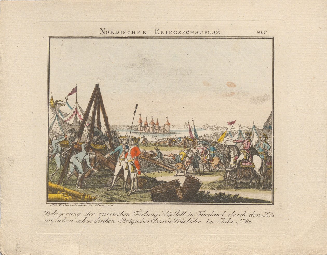 Belagerung der russischen Festung Nyslott in Finnland von Johann Caspar Weinrauch