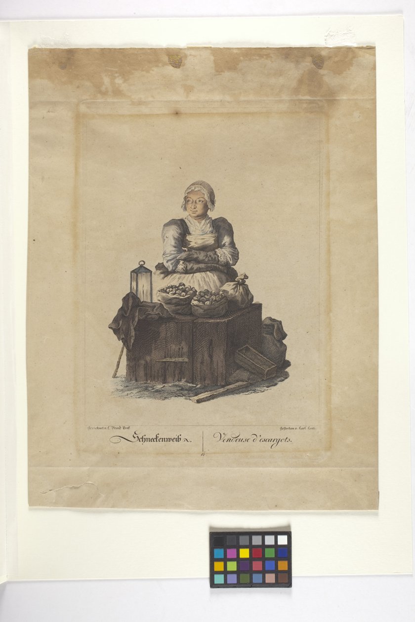 Schneckenweib oder Vendeuse Des Escargots (Schneckenverkäuferin) von Johann Christian (after) Brand