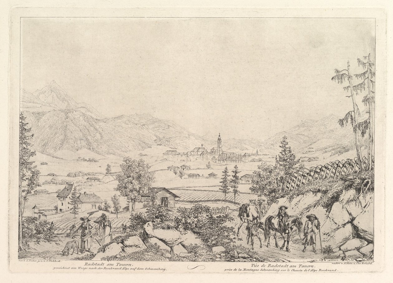 Ländliche Landschaft, Radstadt am Tauren, frühes 19. Jahrhundert von Johann Christian Erhard