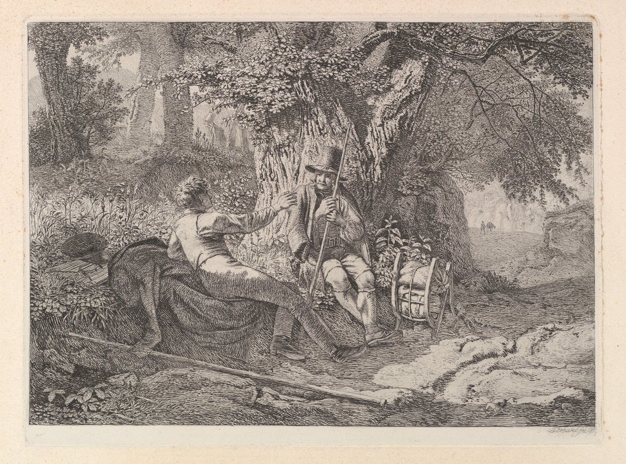 Der Künstler, ruht mit seinem Führer von Johann Christian Erhard
