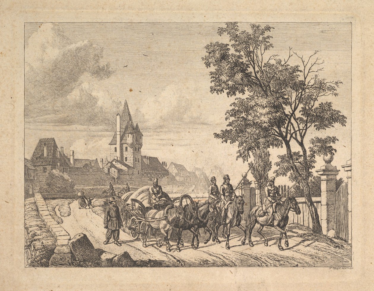 Die Kosaken eskortieren den Gepäckwagen, 1816 von Johann Christian Erhard
