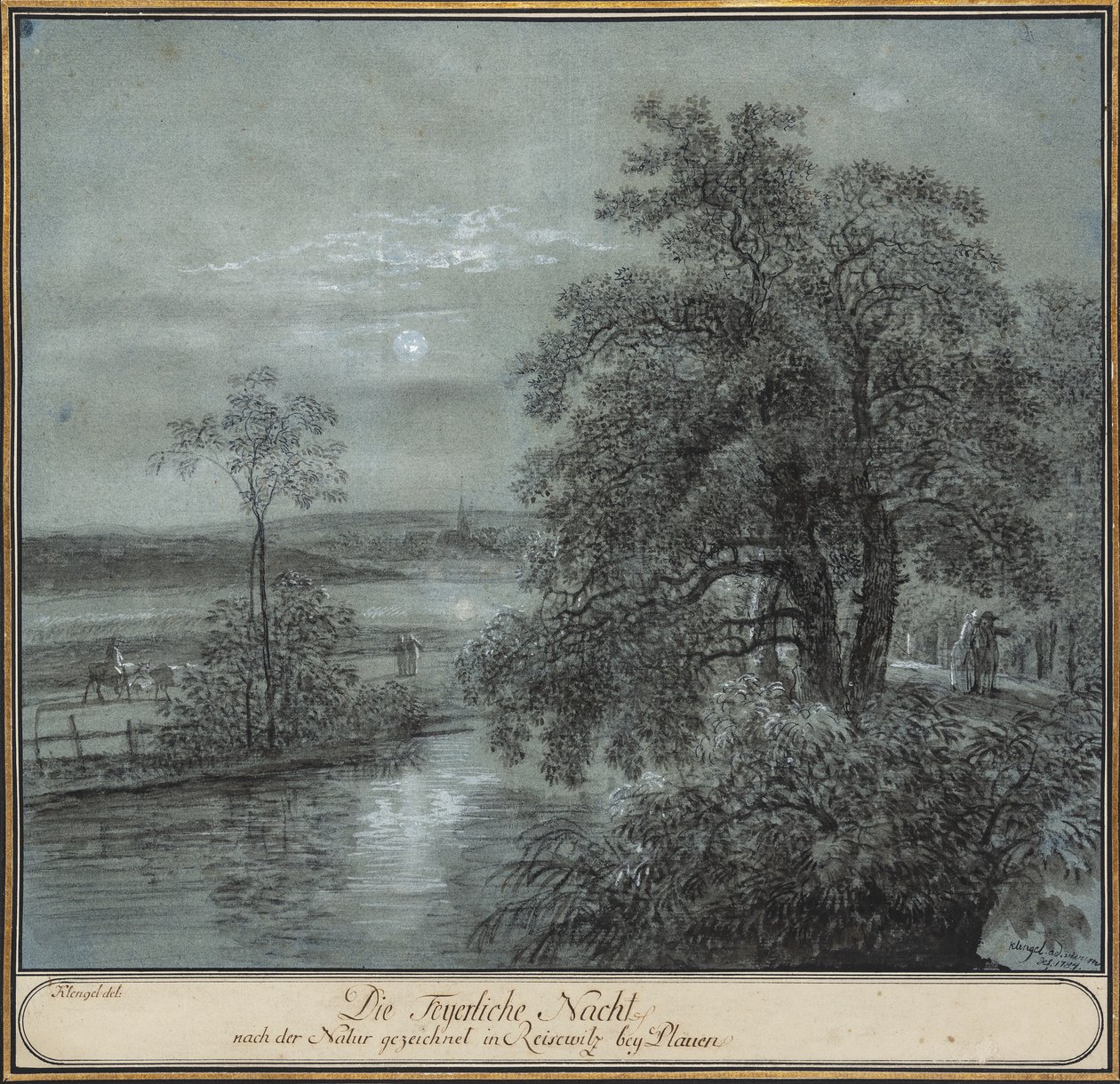 Die feurige Nacht nach der Natur gezeichnet in ReiseWitz bei Plauen von Johann Christian Klengel