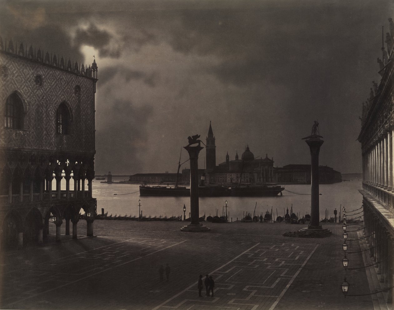 Venedig: Markusplatz in Richtung San Giorgio Maggiore im Mondlicht von Johann Christian Neuber