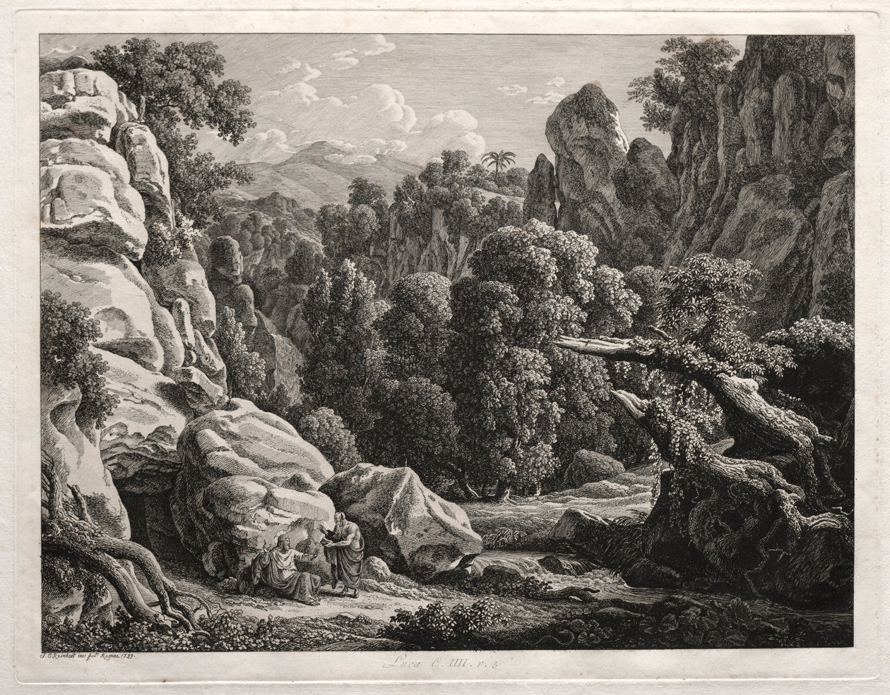 Heroische Landschaft: Landschaft mit der Versuchung Christi, 1799 von Johann Christian Reinhart