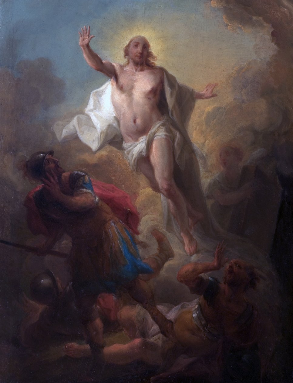 Christus erhebt sich aus dem Grab und römische Soldaten fliehen von Johann Christian Thomas (attr.to) Winck