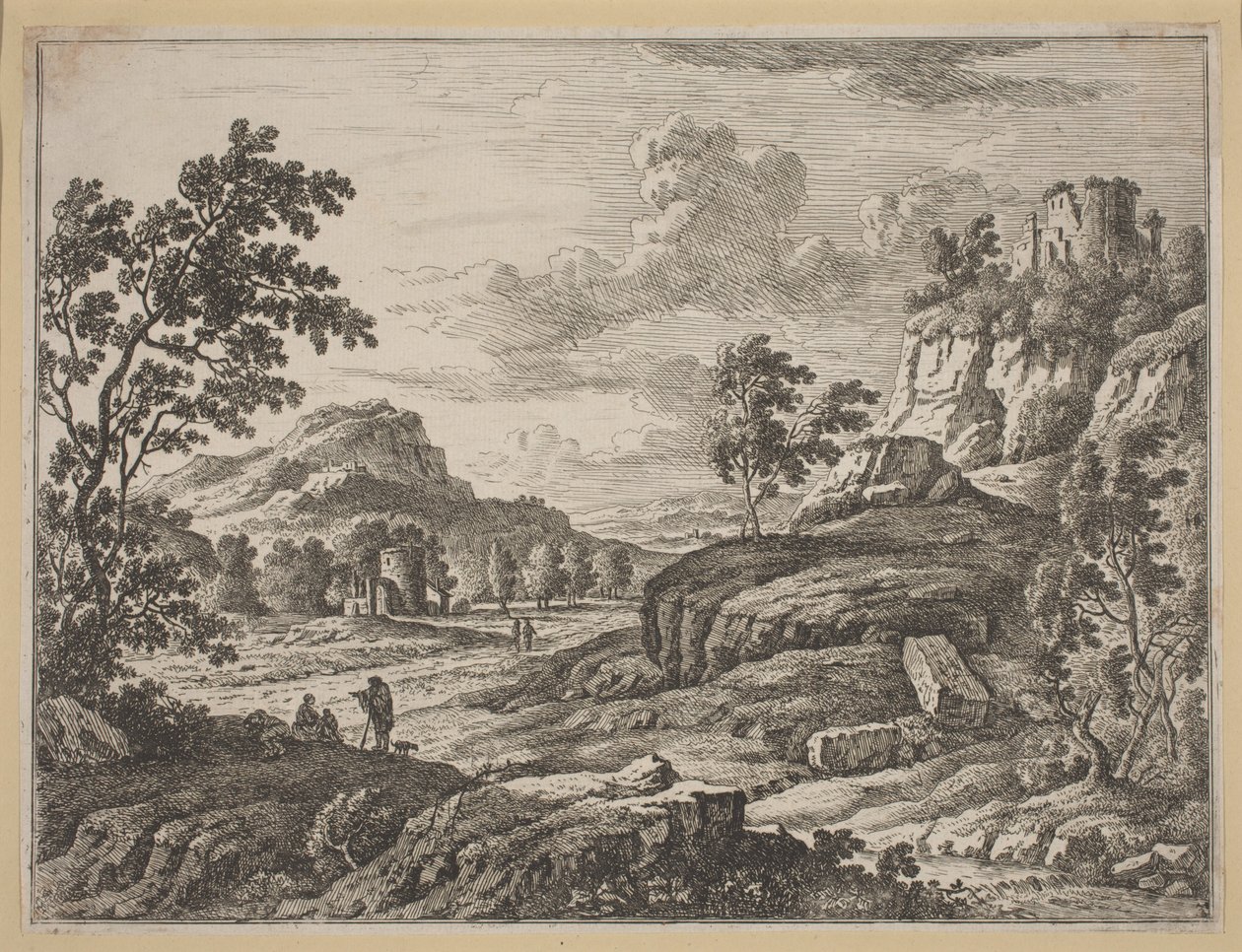 Landschaft mit zwei Ruinentürmen von Johann Christoph Dietzsch