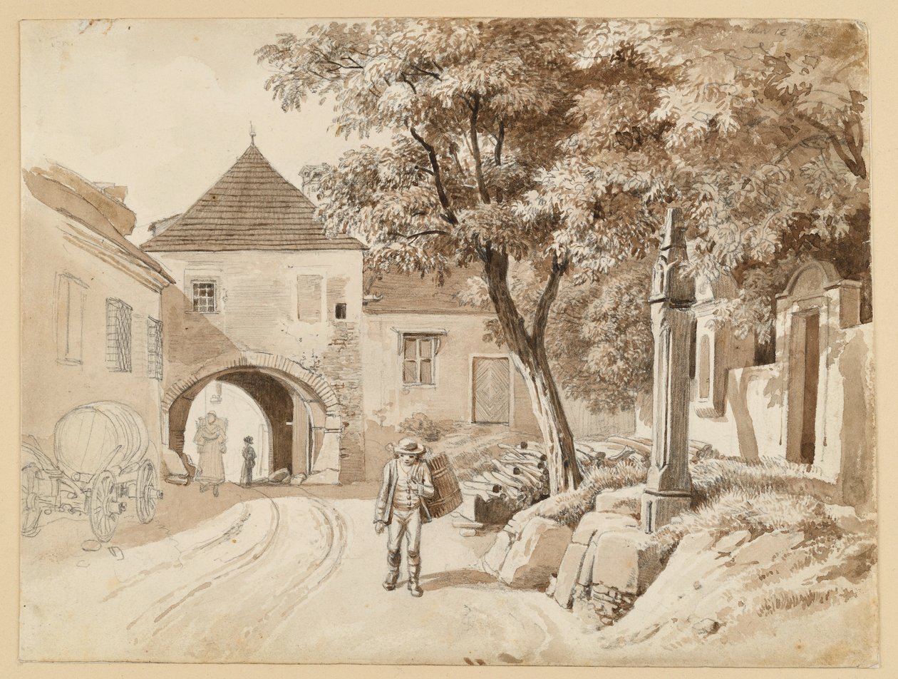 Die alte Säule in Oberdöbling neben dem Westerhauserschen Haus von Johann Christoph Erhard