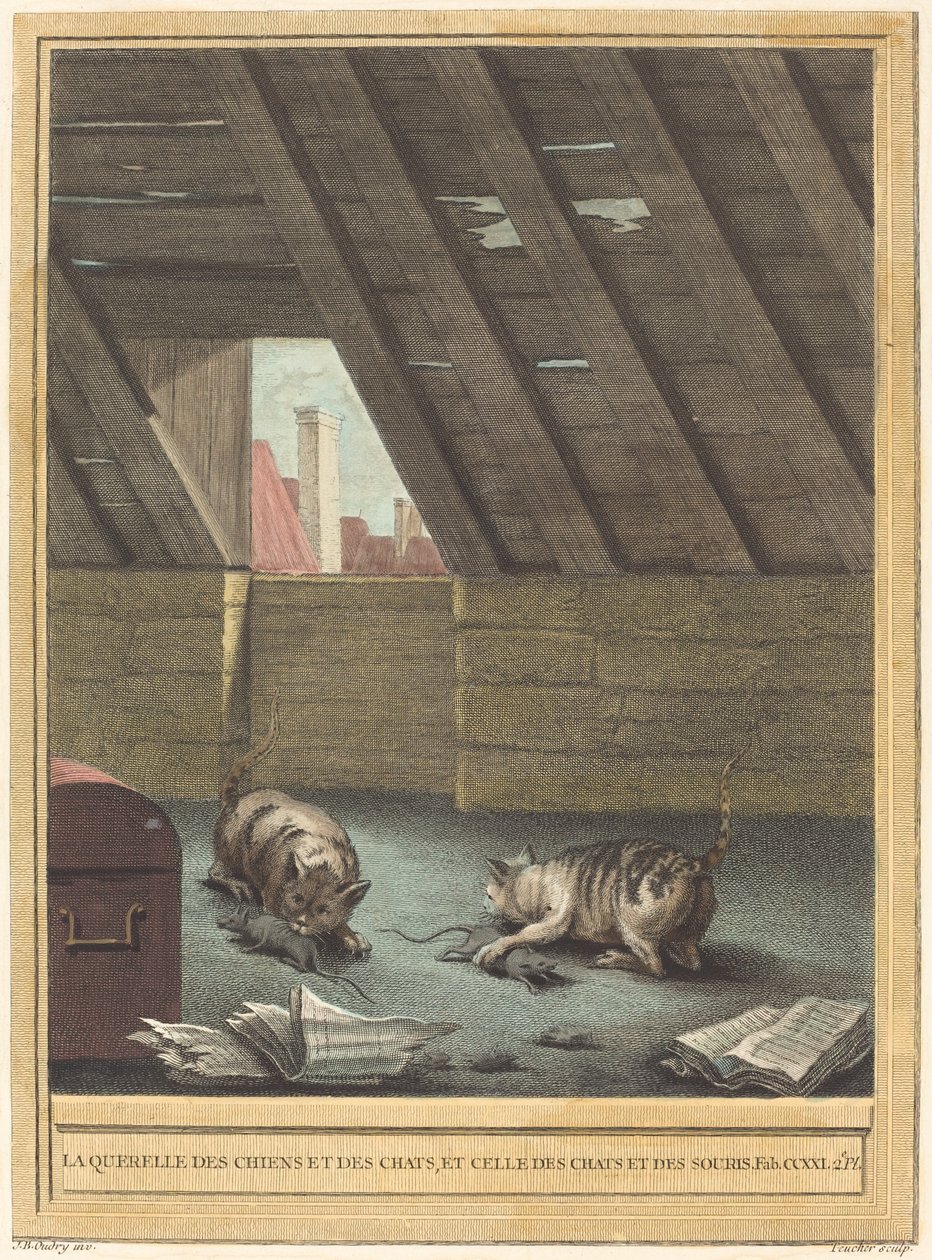 Der Streit der Hunde und Katzen und der der Katzen und Mäuse von Johann Christoph Teucher after Jean Baptiste Oudry