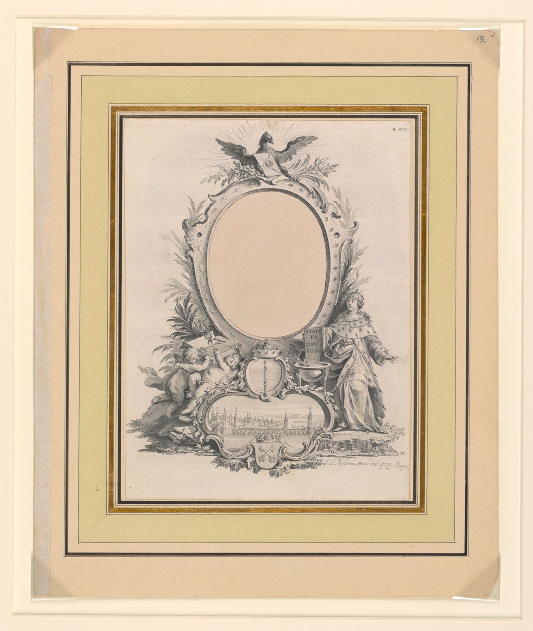 Entwurf für den Rahmen des Porträts von Friedrich V., König von Dänemark von Johann Esais Nilson