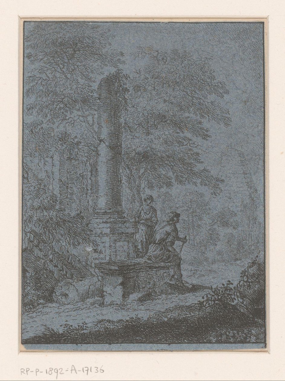 Landschaft mit Ruinen und zwei Figuren von Johann Friedrich Alexander Thiele