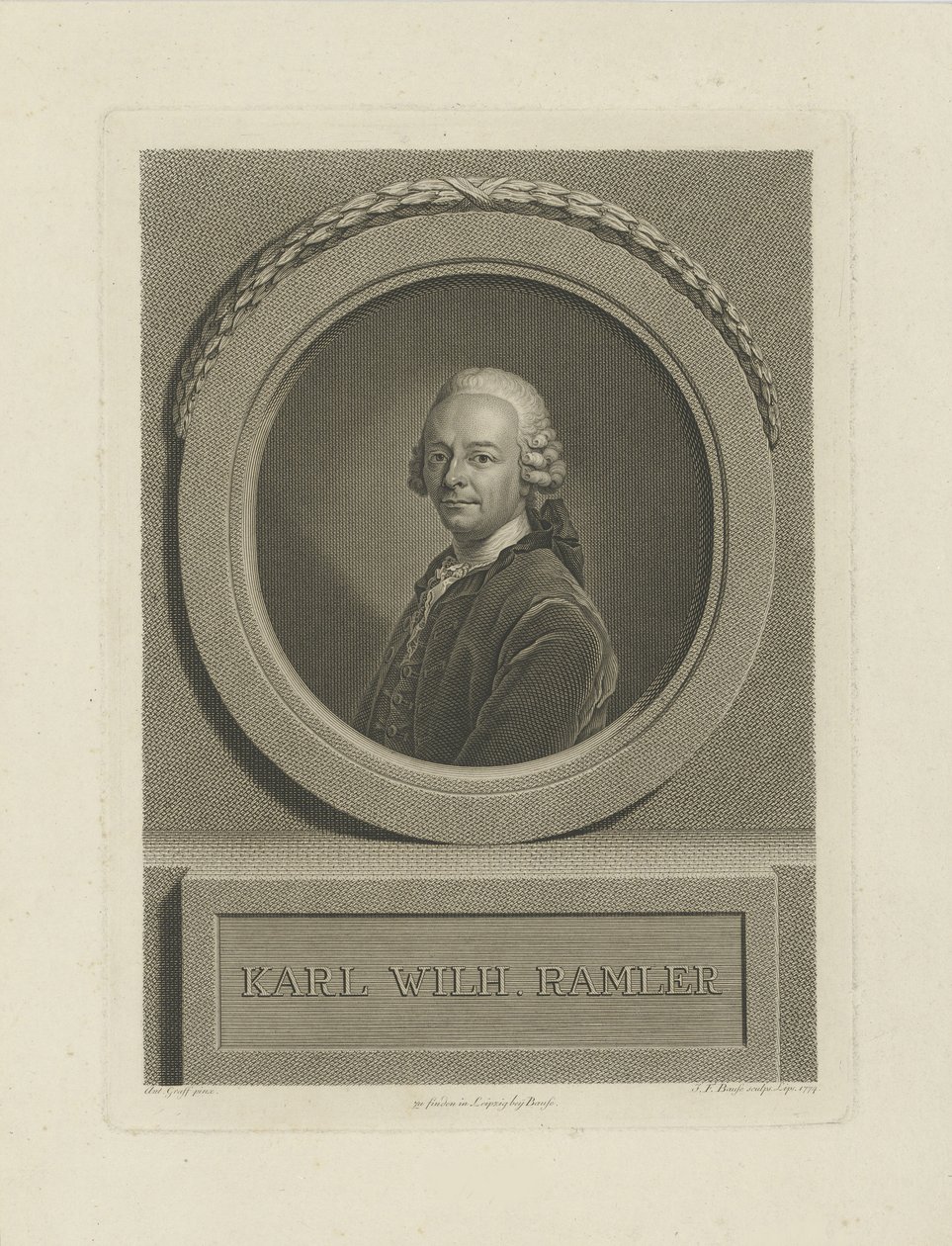 Porträt von Karl Wilhelm Ramler 1725-1798, 1774 von Johann Friedrich Bause