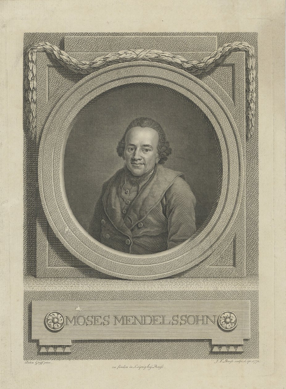 Porträt von Moses Mendelssohn 1729-1786, 1772 von Johann Friedrich Bause