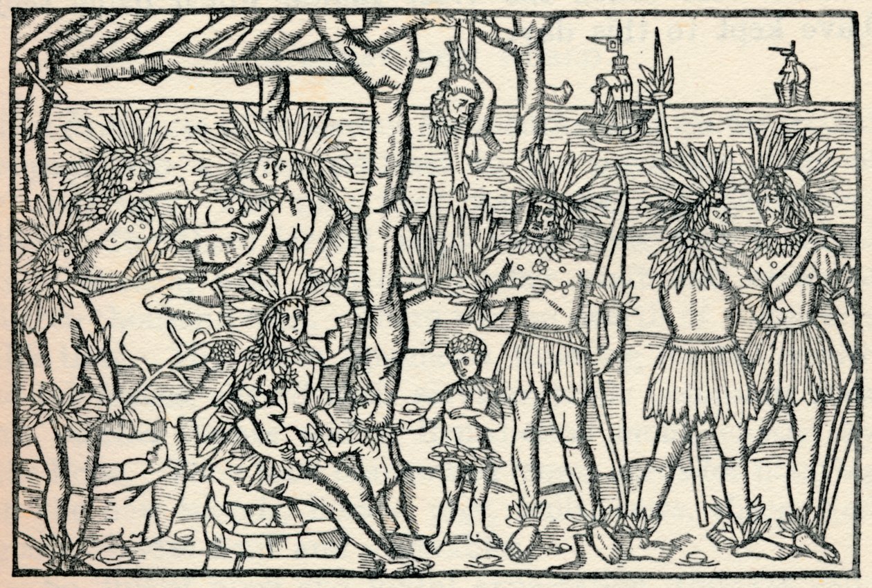 Die erste Darstellung der Menschen der Neuen Welt von Johann Froschauer