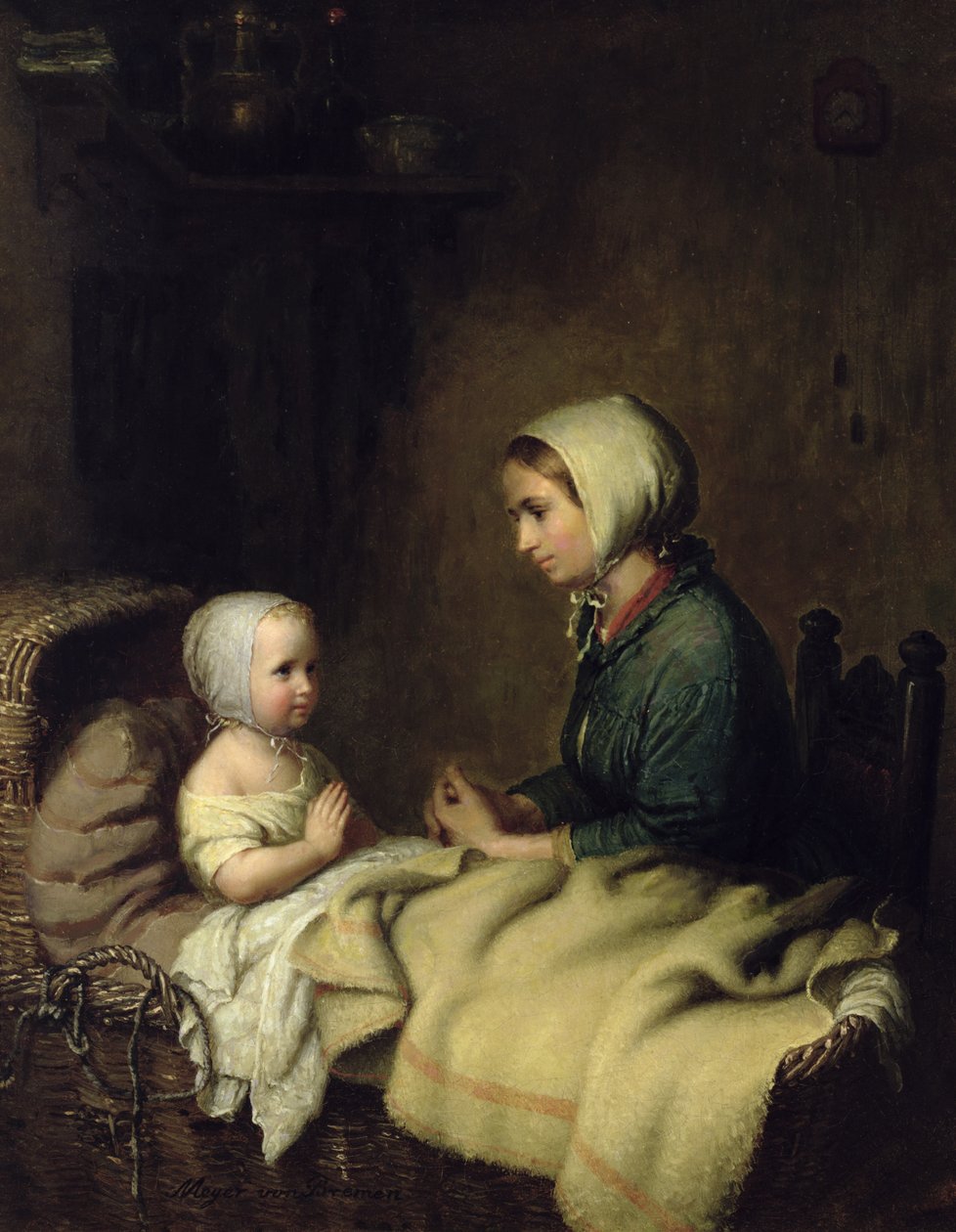 Kleines Mädchen betet im Bett von Johann Georg Meyer von Bremen