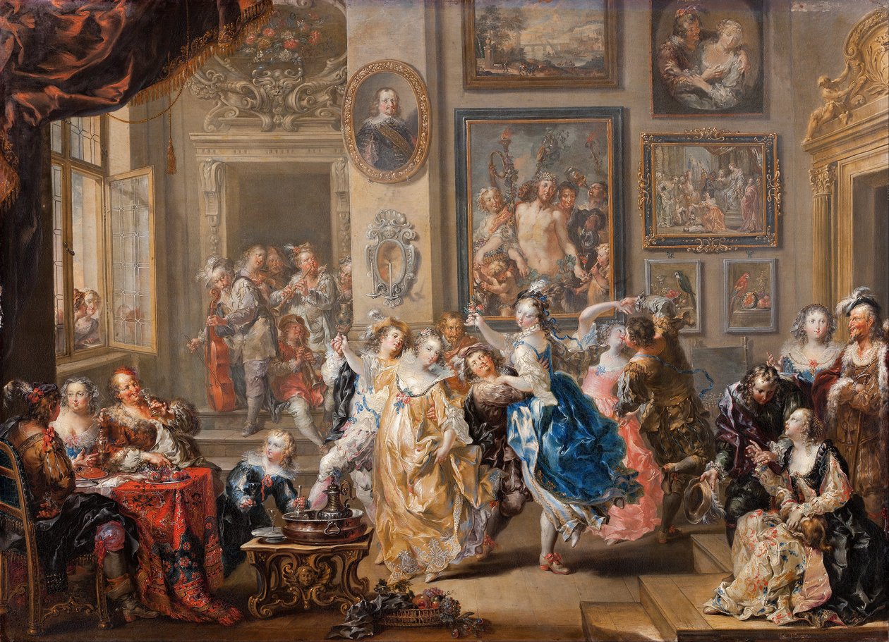 Tanzszene im Palast, ca. 1730 von Johann Georg Platzer