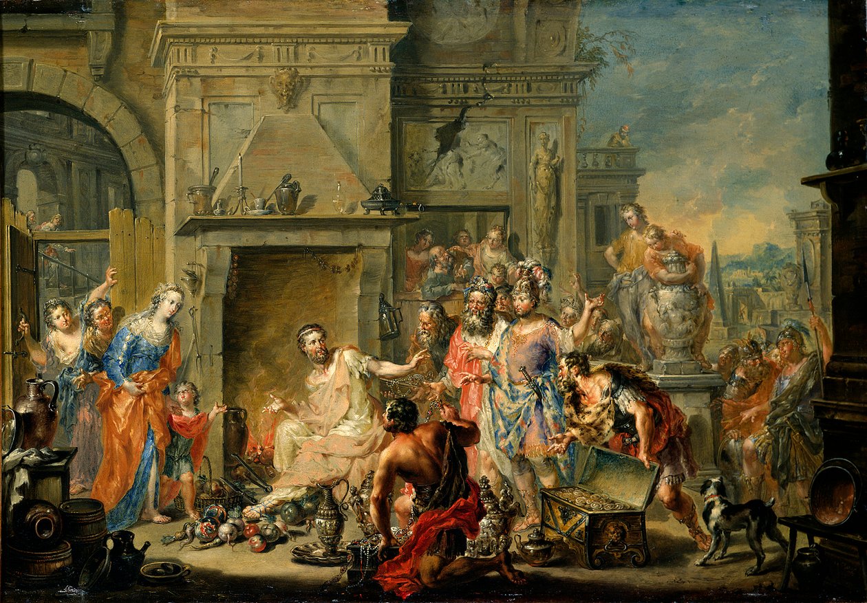 Manius Curius Dentatus lehnt die Geschenke der Samniten ab von Johann Georg Platzer