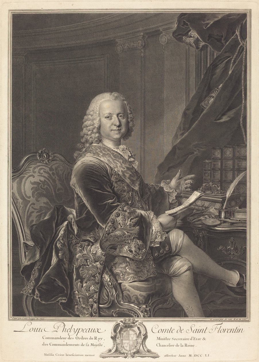 Louis Phelypeaux, Graf von Saint Florentin von Johann Georg Wille after Louis Tocqué