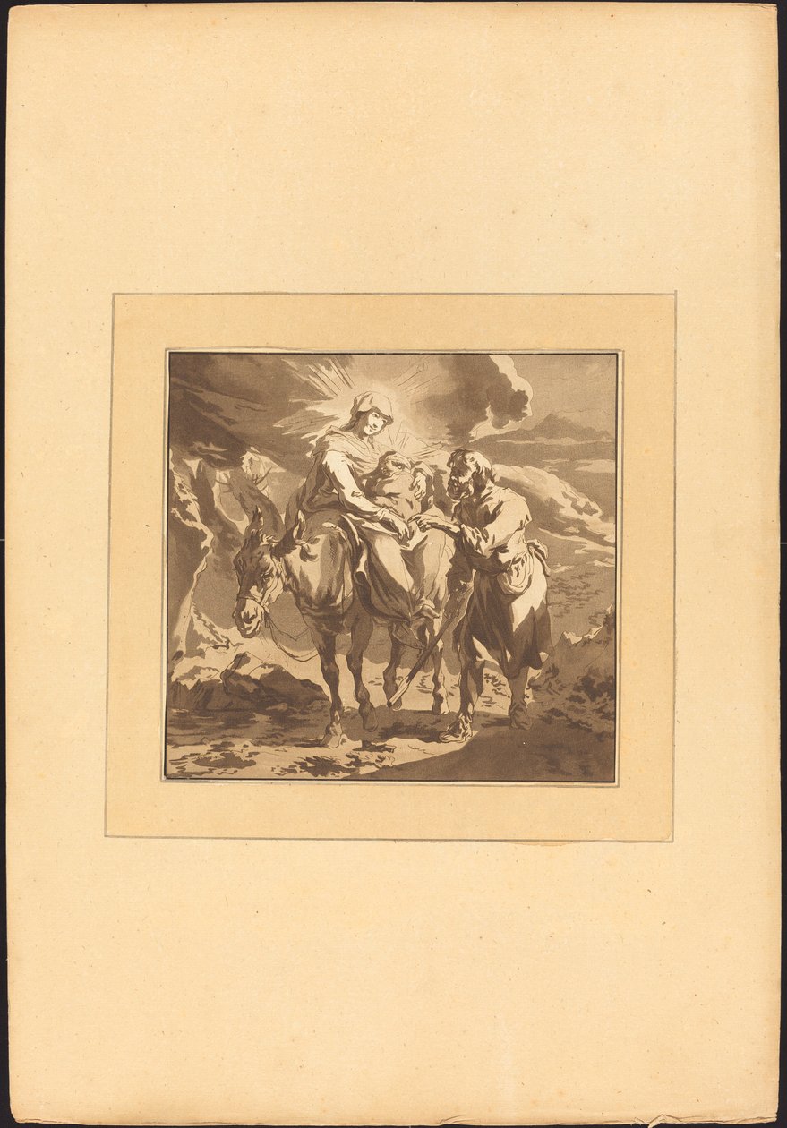 Die Flucht nach Ägypten von Johann Gottlieb Prestel after Nicolaes Pietersz Berchem