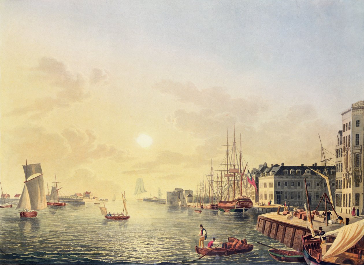 Ansicht des Hafens und Hafens von Le Havre, frühes 19. Jahrhundert von Johann Heinrich (after) Luttringshausen