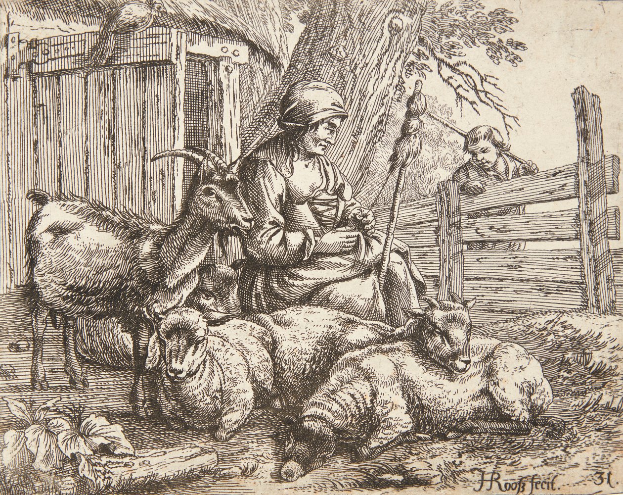 Eine Spinnerin von Johann Heinrich Roos
