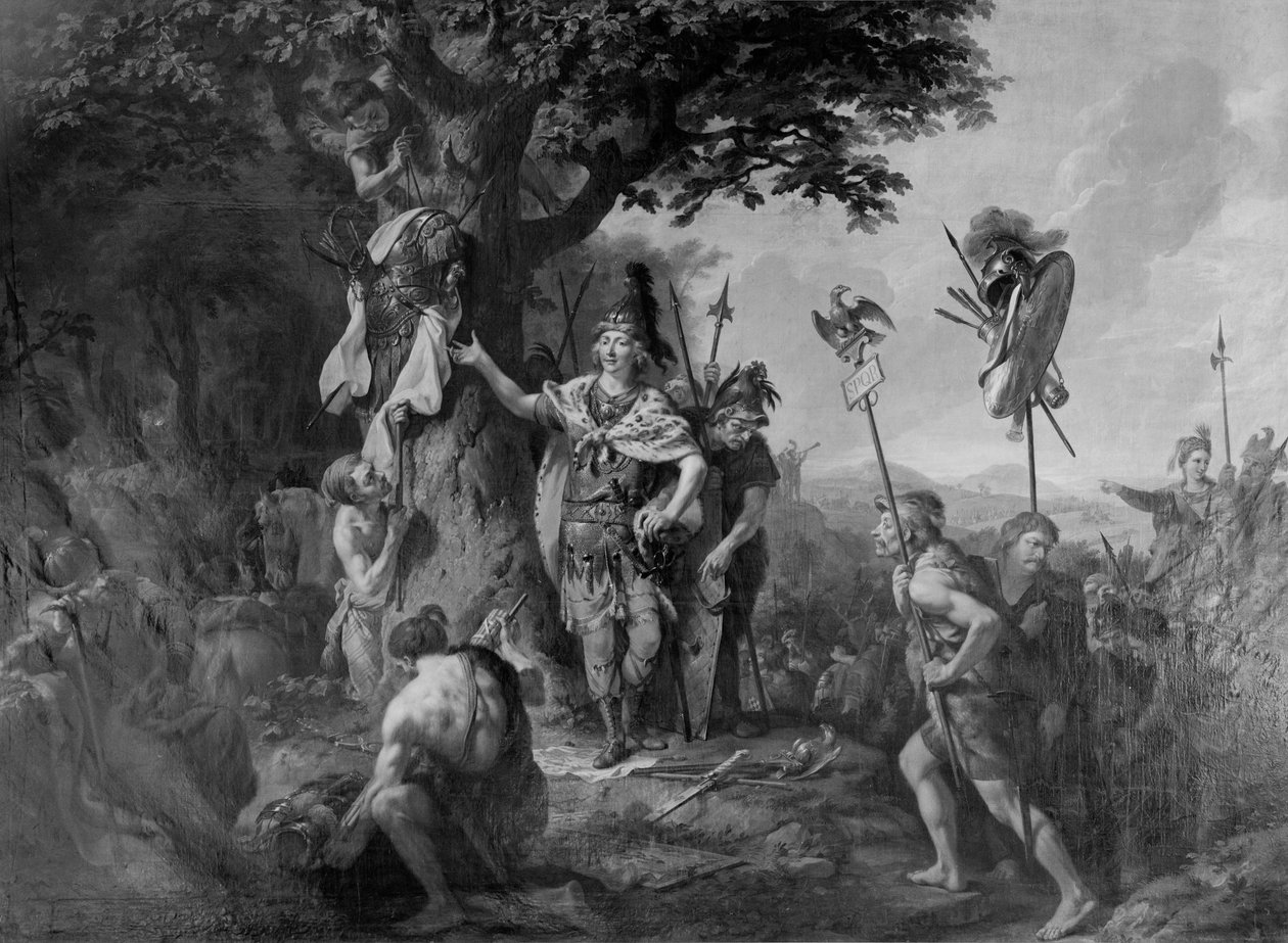 Hermann feiert den Sieg nach der Schlacht im Teutoburger Wald von Johann Heinrich Wilhelm Tischbein