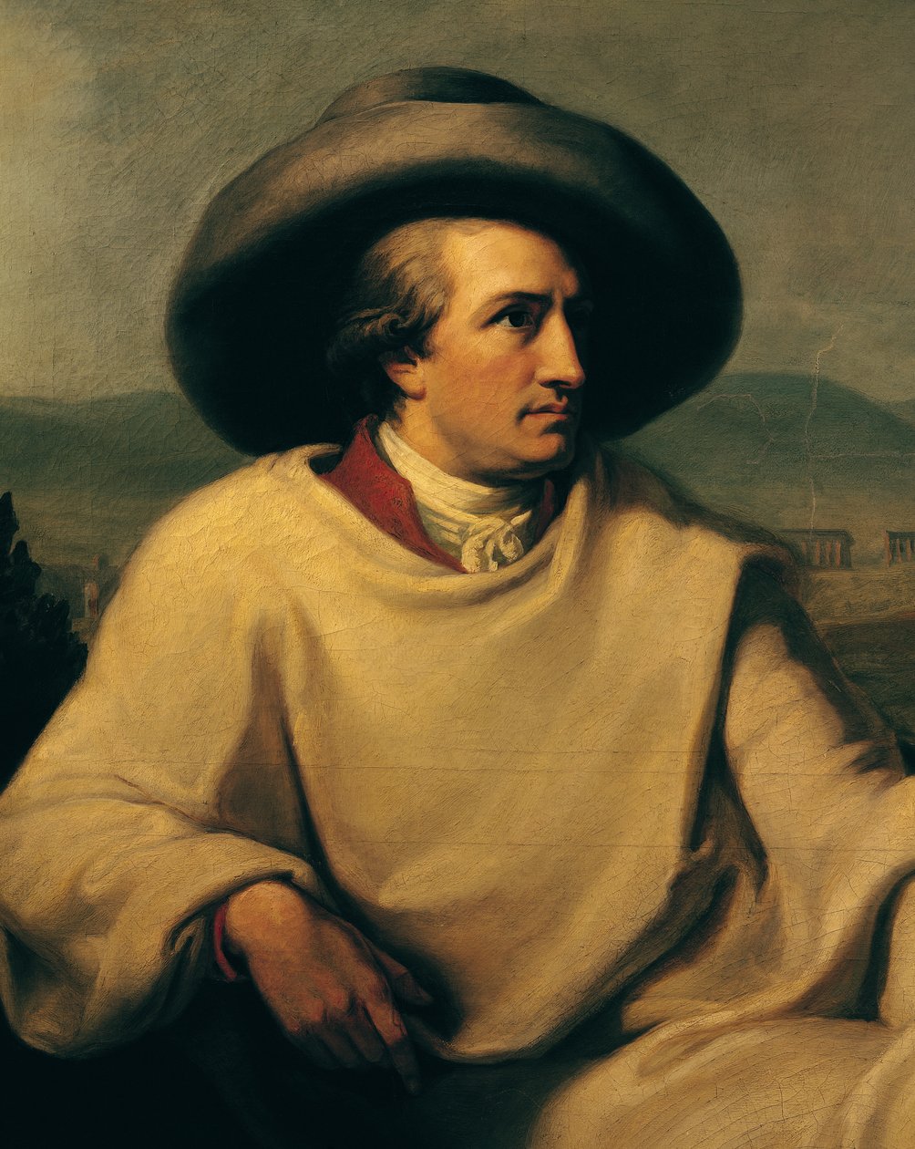 Johann Wolfgang von Goethe (1749-1832) in der Campagna, um 1790 (Detail) von Johann Heinrich Wilhelm Tischbein