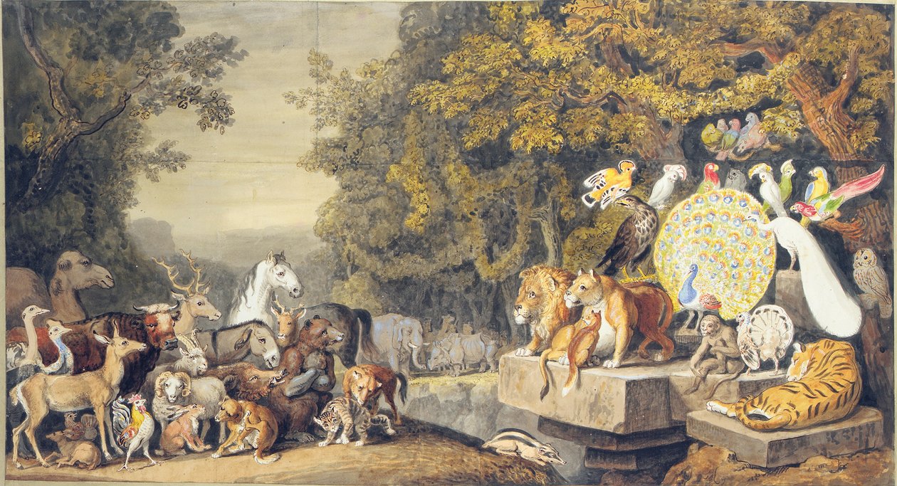 Der Hof der Tiere, Illustration von Canto IV von Goethes "Reineke Fuchs" von Johann Heinrich Wilhelm Tischbein