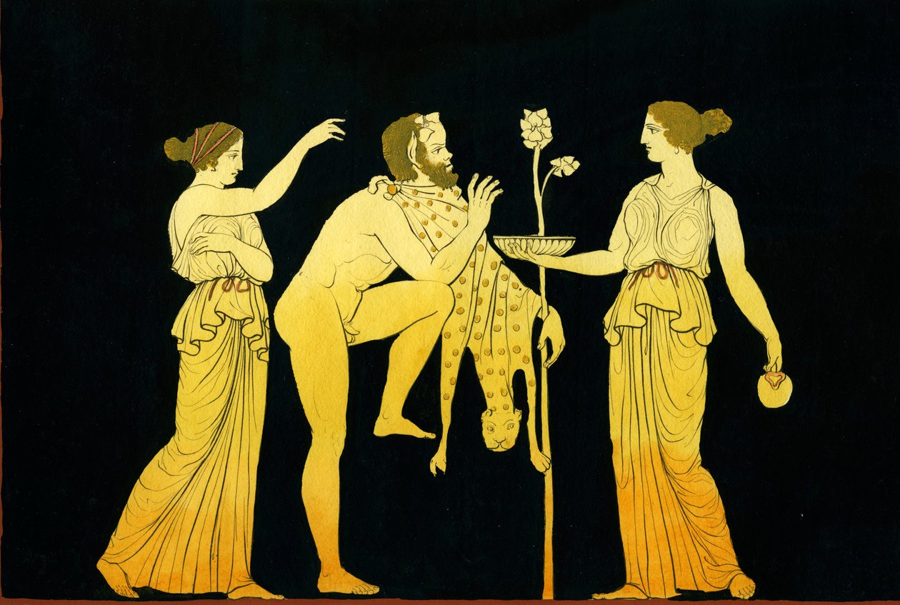 Zwei Mänaden bieten Dionysos Wein an, ca. 1796 von Johann Heinrich Wilhelm Tischbein