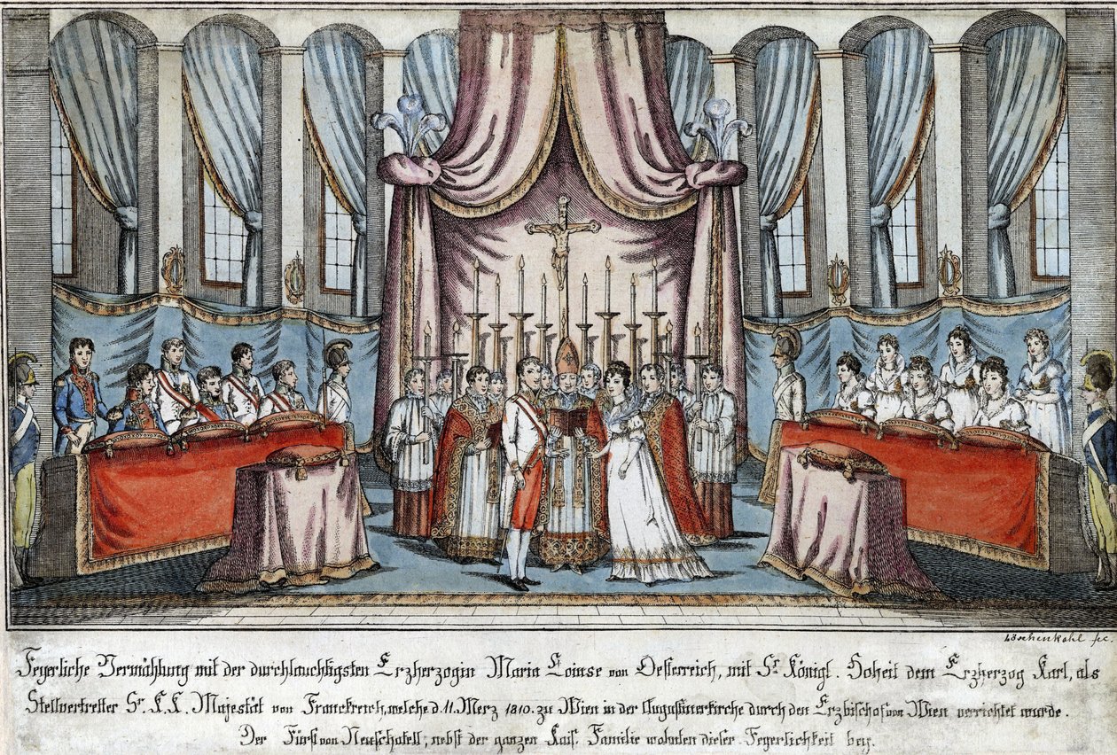 Marie-Louise heiratete Napoleon durch Stellvertreter in Wien, mit Erzherzog Karl als Stellvertreter für Napoleon von Johann Hieronymus Loeschenkohl