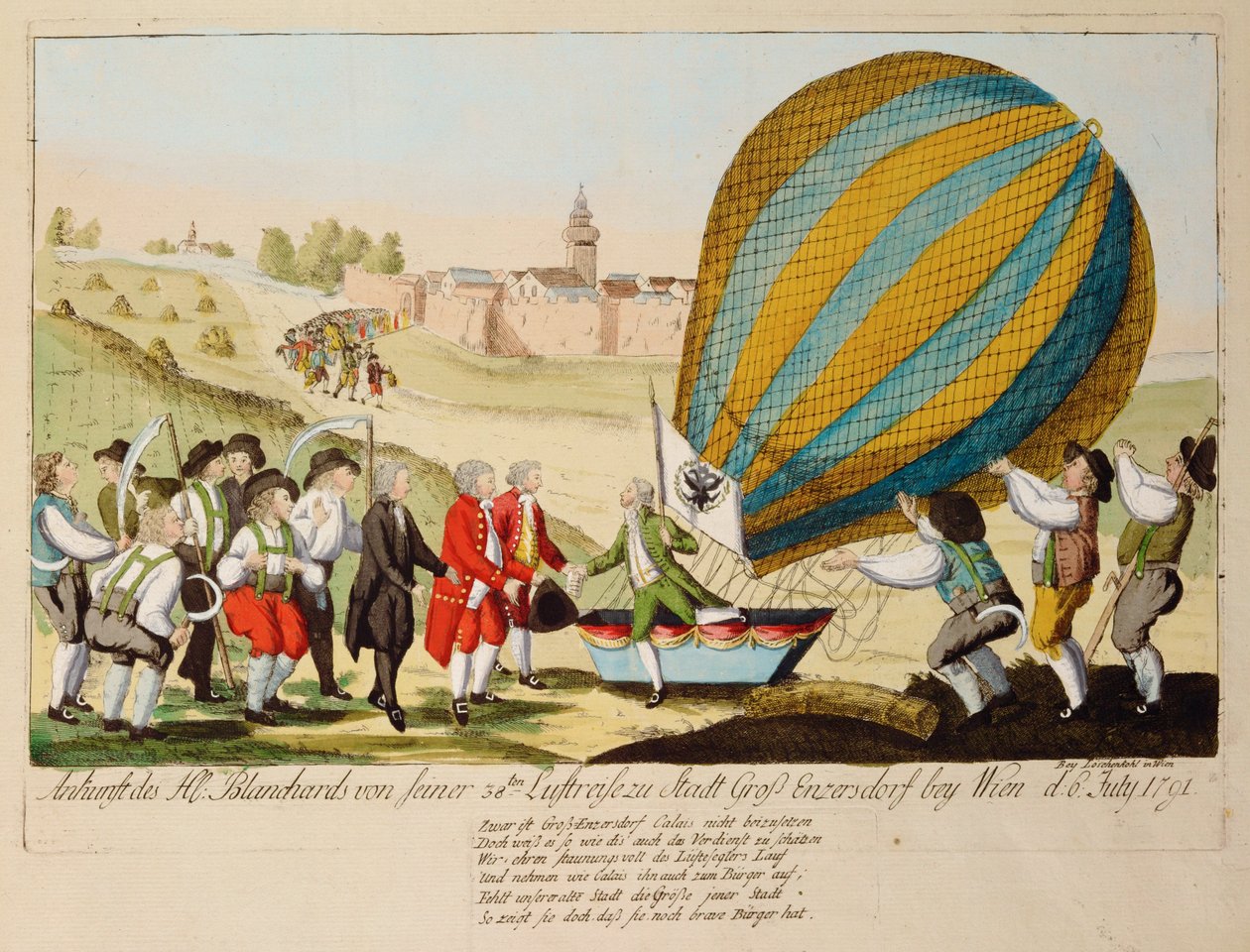 Rückkehr von M. Blanchard von seiner 38. Luftreise von Johann Hieronymus Loeschenkohl