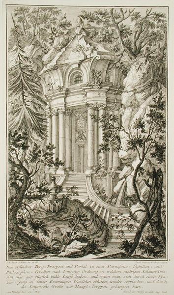 Tempel in einem Garten, graviert von Jacob Andreas Fridrich (1714-79) von Johann Jacob (after) Schubler